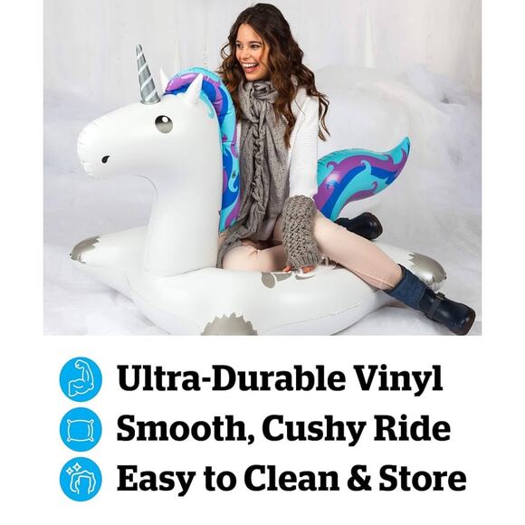 BigMouth Inc. Unicorn Snow Tube, Inflatable Sled - Picture 7 of 7